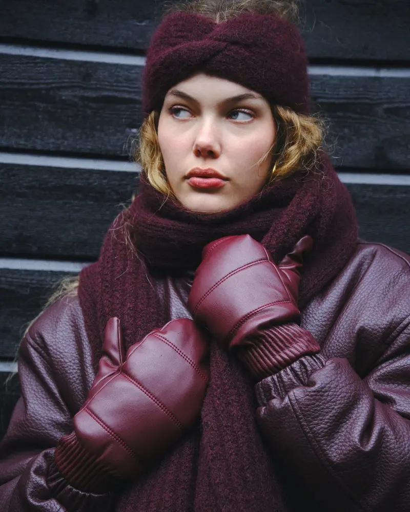 TILTIL Puffy Mittens PU Bordeaux