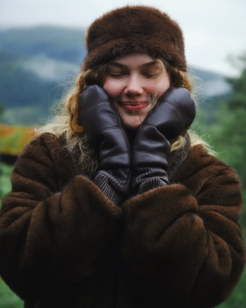 TILTIL Puffy Mittens PU Bruin