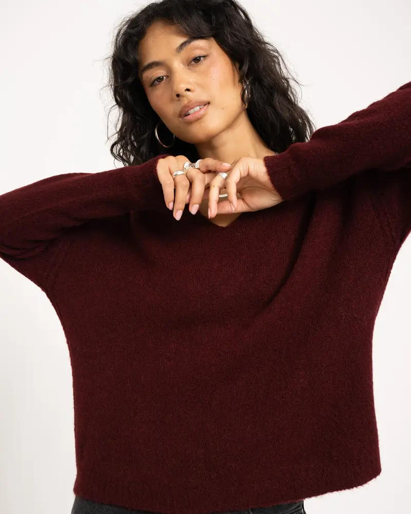 TILTIL Sapha V-neck Knit Bordeaux One Size