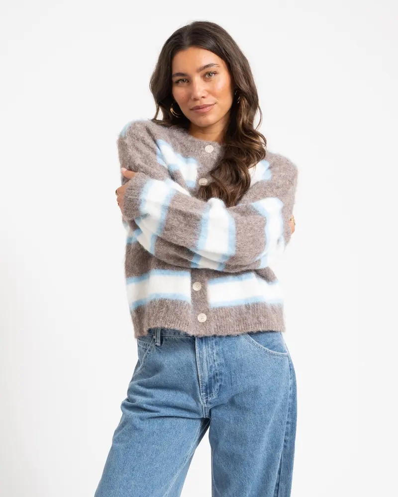 TILTIL Striped Rosalia Cardigan Lichtblauw