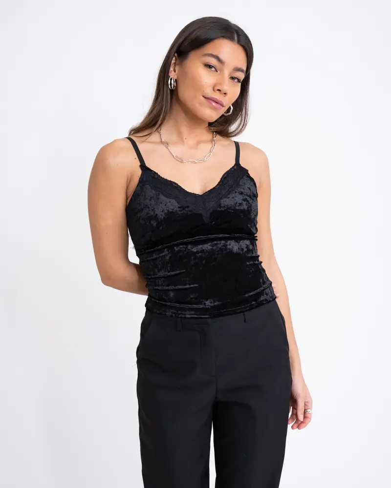 TILTIL Velly Velvet Top Lace Zwart