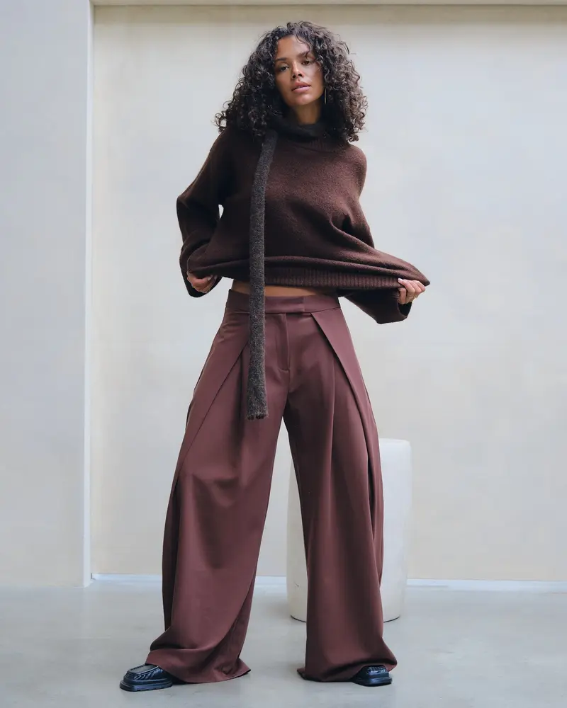 TILTIL Wide Lela Pantalon Bruin