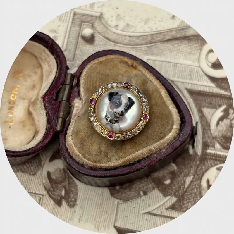 Tiny Victorian Jack Russel Essex Crystal Slide Pendant