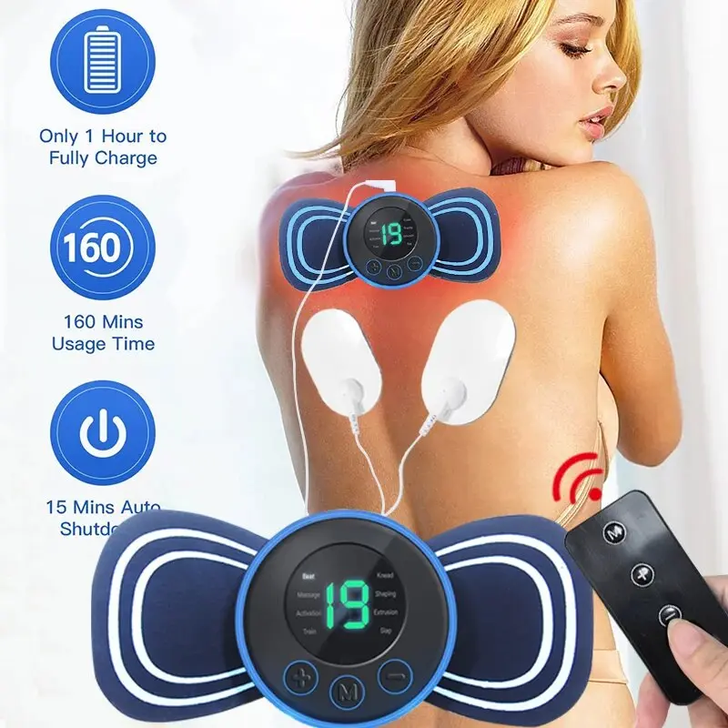 Tragbarer Elektrischer Mini-Nackenmassager mit Pad & Fernbedienung | Intelligentes Massagegerät