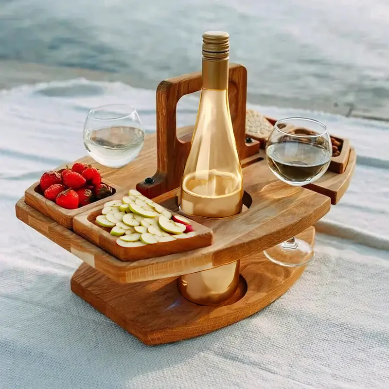 Tragbarer Holz-Picknick-Weintisch – WineNest