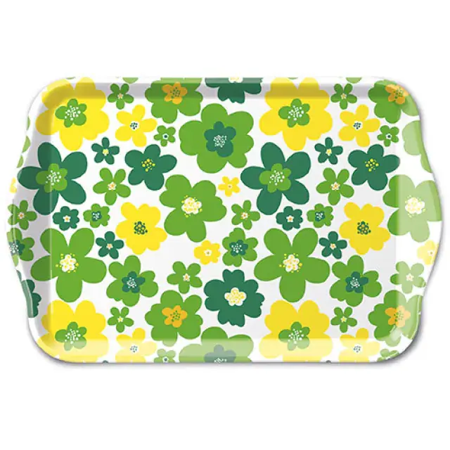 Tray Flower power green 13x21cm