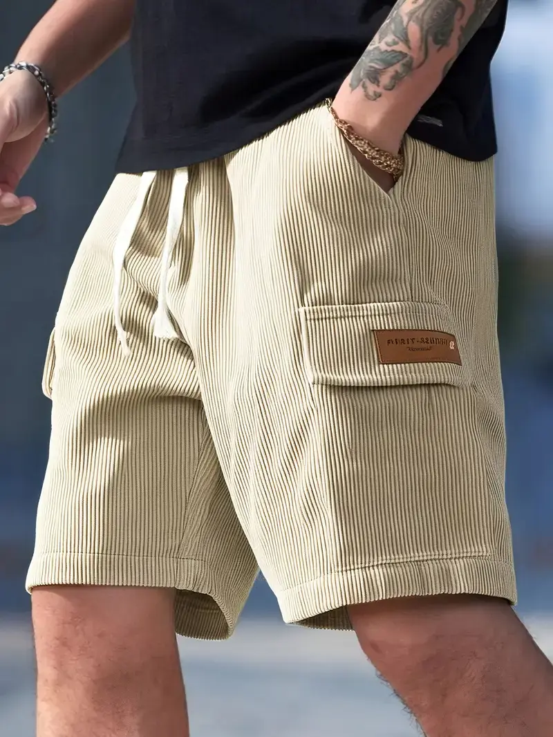 Trendige Beige Corduroy Cargo Sommerhose – Tobias