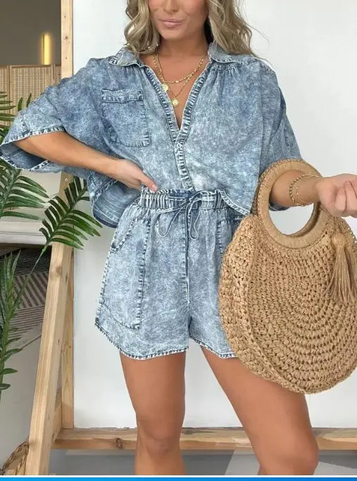 Trendige Damen Sommerbluse mit kurzen Ärmeln – Isabelle