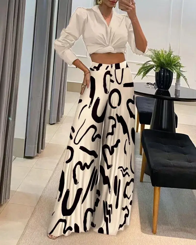 Trendige Damenhose mit Herbst-Print - Sara