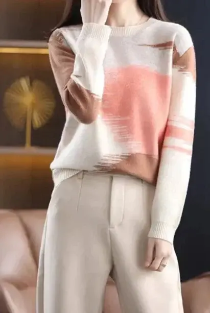 Trendiger Damen Pullover mit herbstlichem Farbverlauf – Amaris