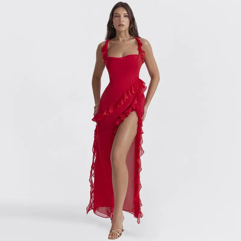 Trendiges Maxikleid mit Rüschen & Chiffon für den Sommer – Amira