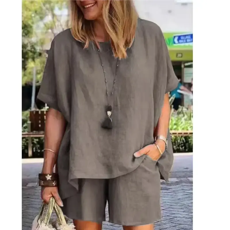 Trendiges Zweiteiliges Leinen Sommer-Set mit Shorts für Damen – Nayla