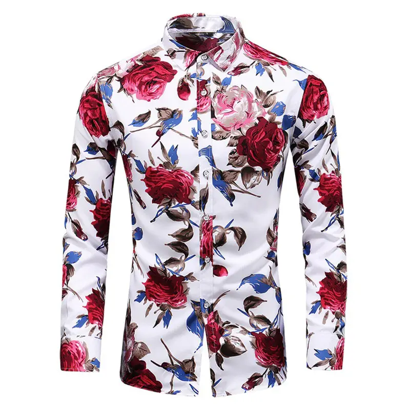 Trendy Herbstblumenmuster Hemd - Finn
