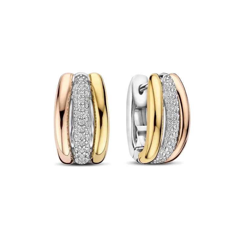 Tricolor Triple Circle Zirconia Hoops