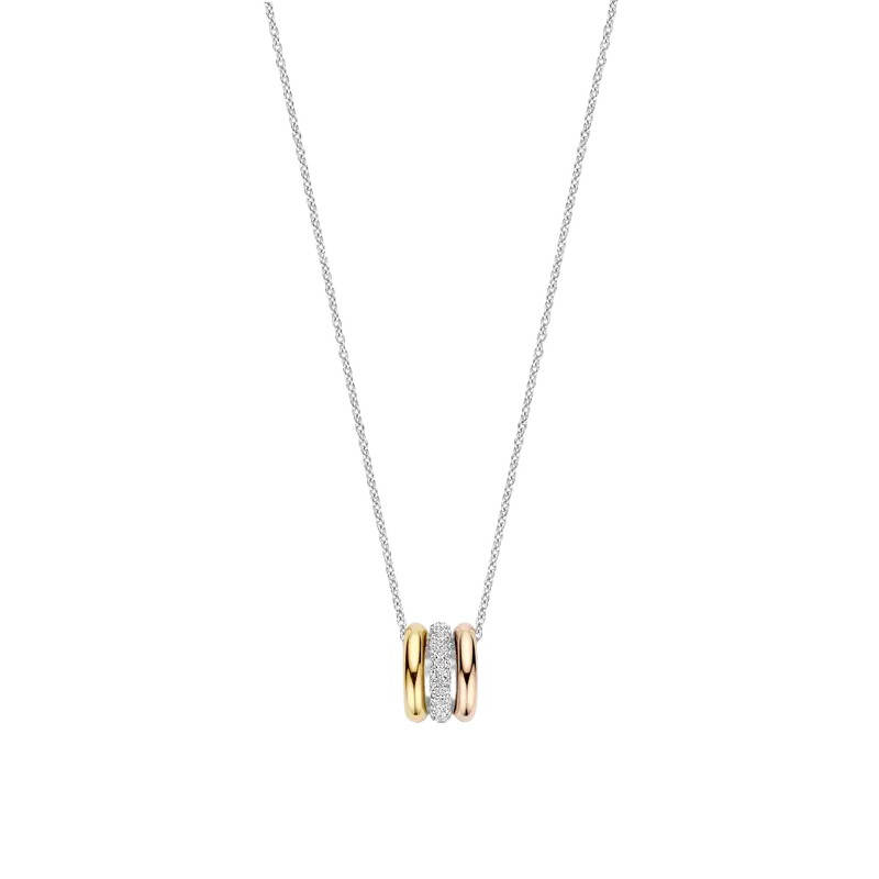 Tricolor Triple Circle Zirconia Necklace