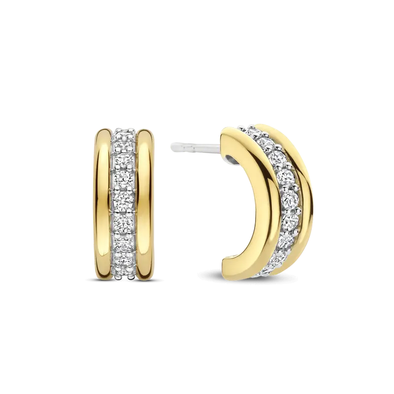 Triple Band Zirconia Hoops Gold Vermeil