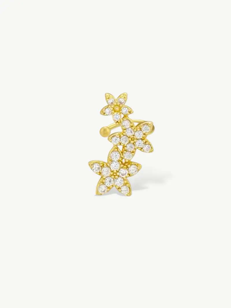 Triple Flower Ear Cuff
