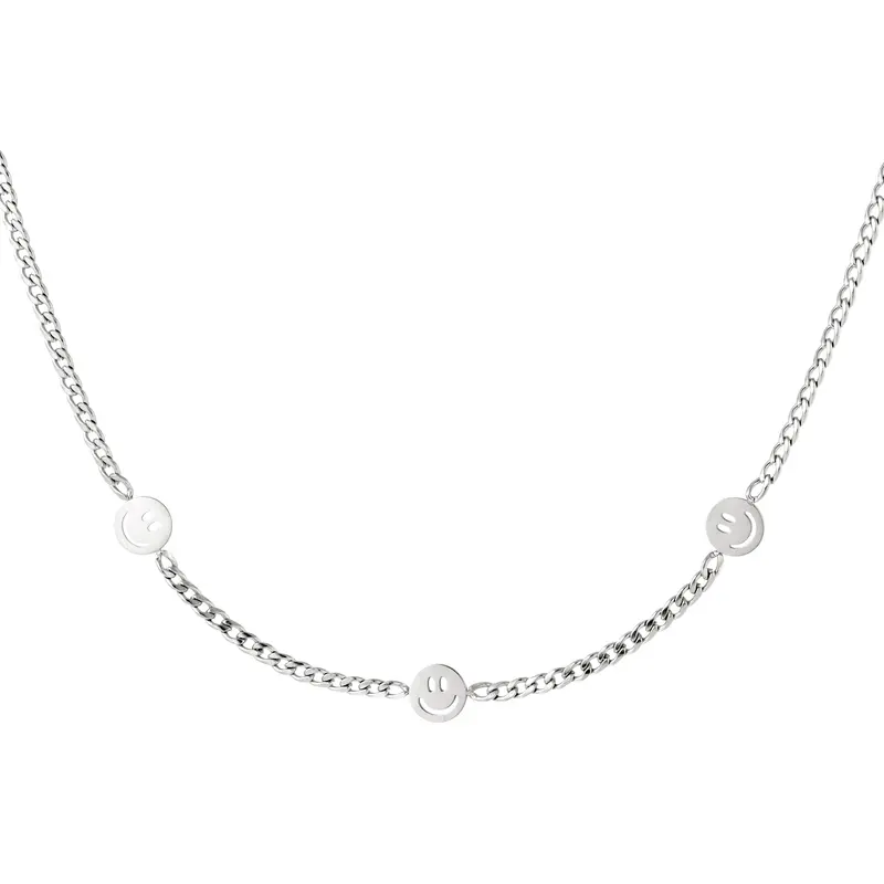 Triple Smiley Face Necklace Gold