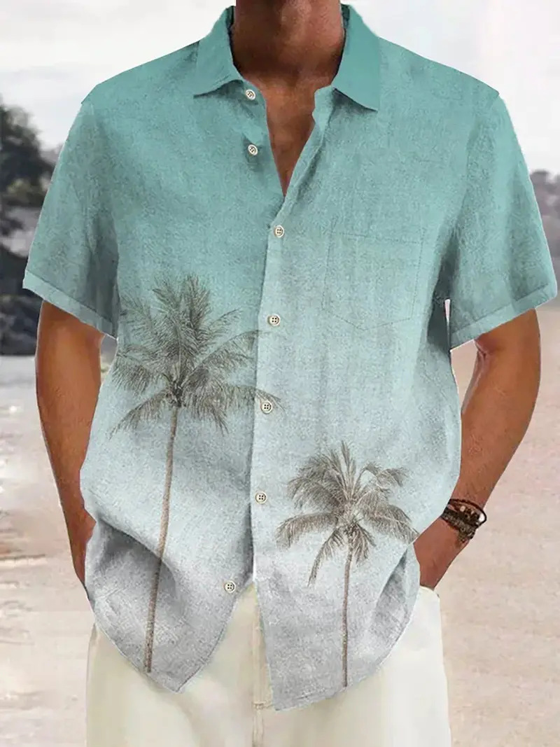 Tropisches Herren Sommerhemd mit Kokosbaum-Print – Maceo