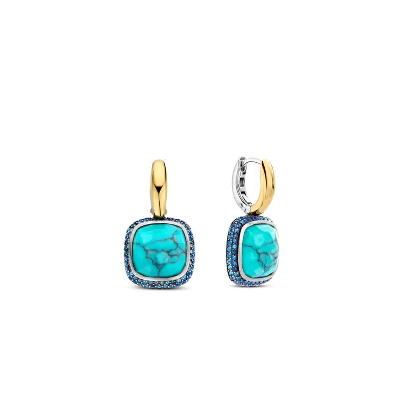 Turqoise Zirconia Cushion Hoops
