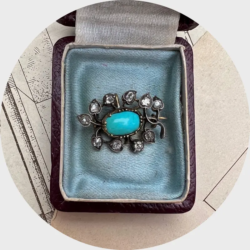 Turquoise & Diamond Pendant Brooch