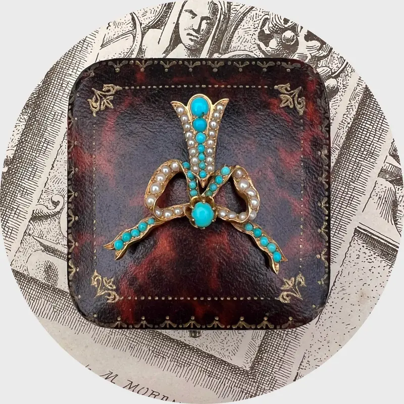 Turquoise & Pearl Bow Pendant