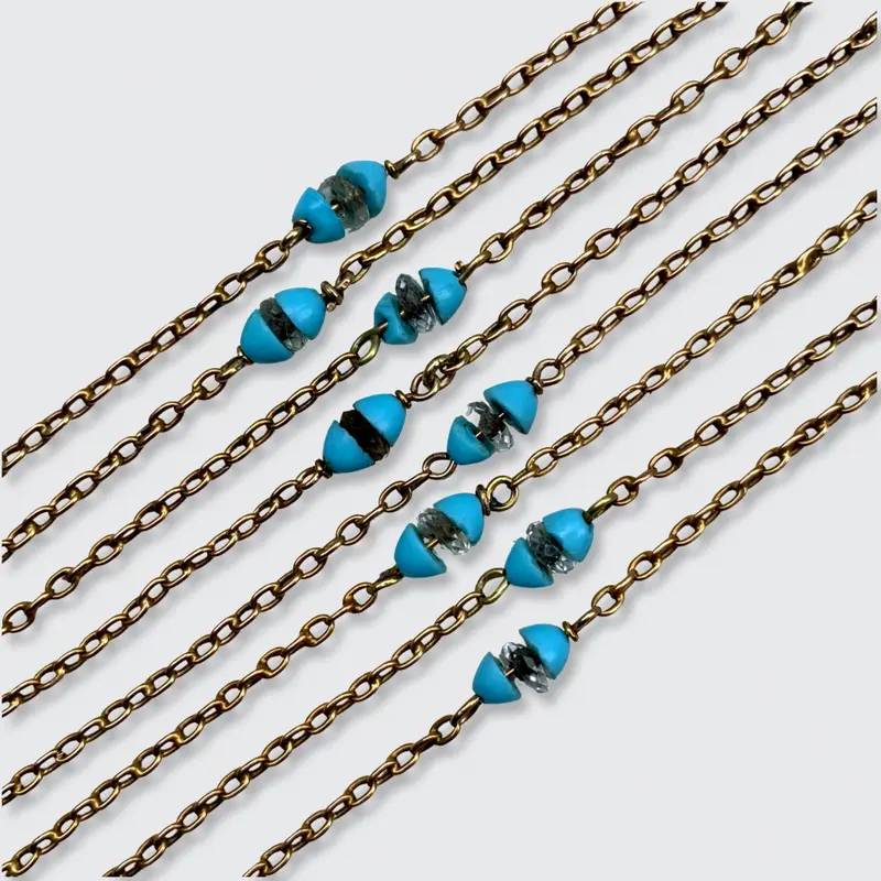 Turquoise & Quartz Barrel Station Sautoir