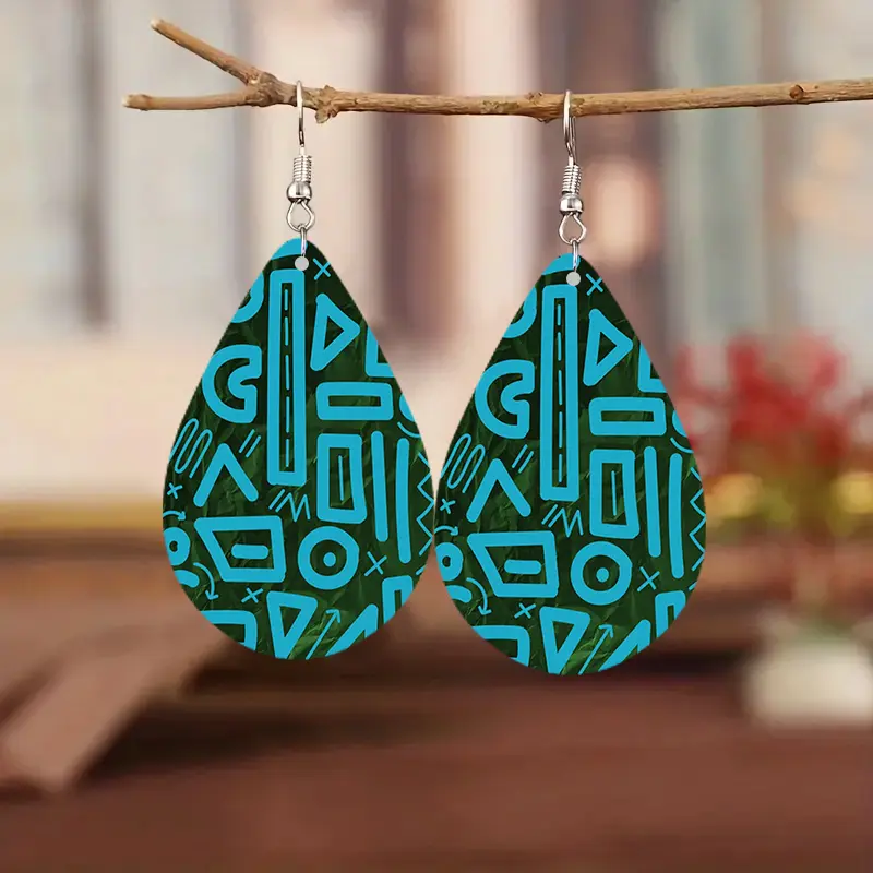 Turquoise Symbols Drop-shaped - African inspired earrings