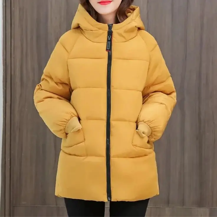 Übergroßer, wattierter Winterparka mit Kapuze aus Baumwolle