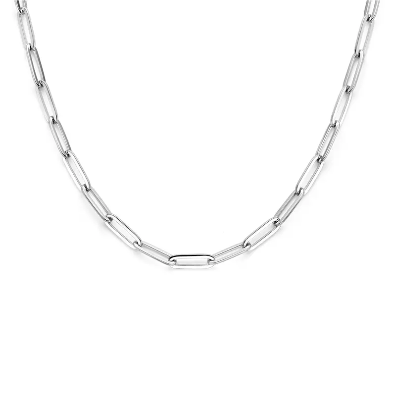 'Vance' 925 gerhodineerd zilveren paperclip ketting