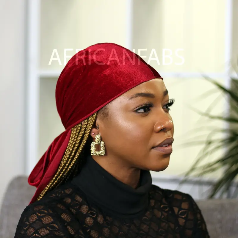 Velvet Durag / Du-rag / Do-rag / Bandana - Unisex - Dark Red