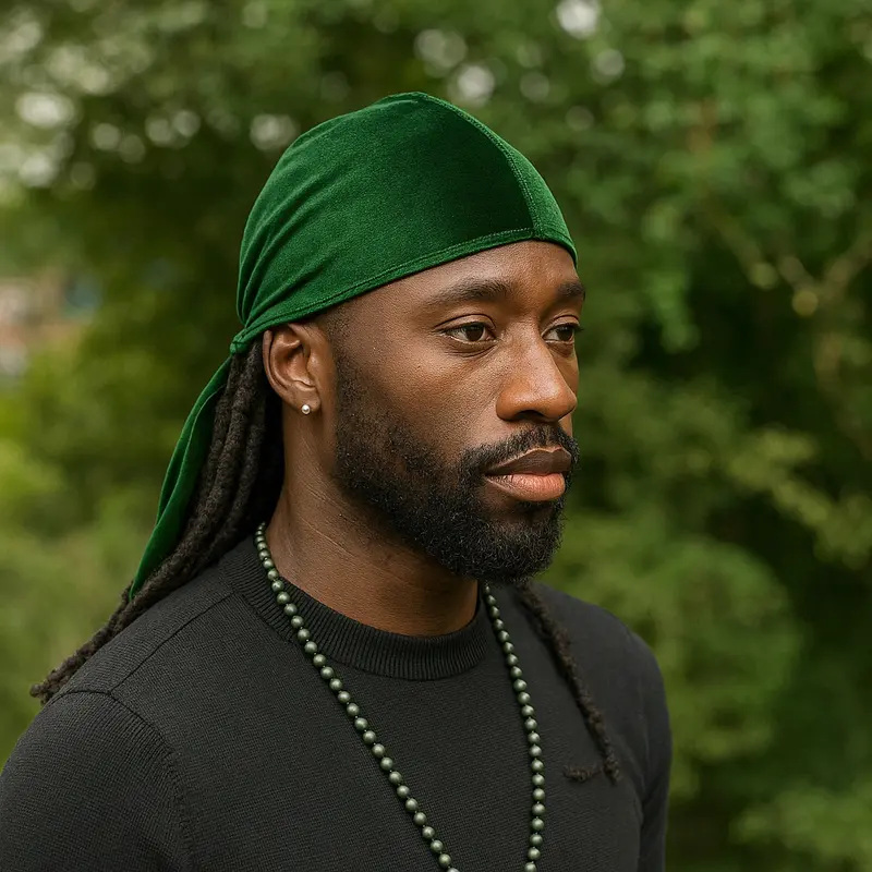 Velvet Durag / Du-rag / Do-rag / Bandana - Unisex - Green