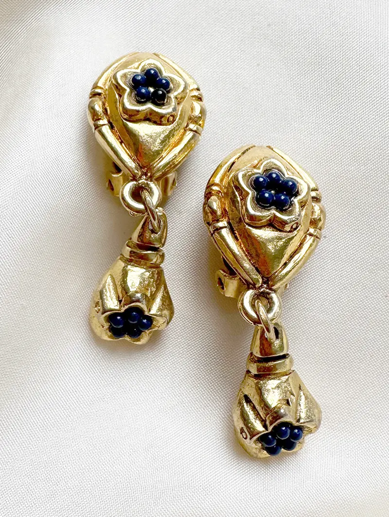 Vergulde designer clip oorbellen