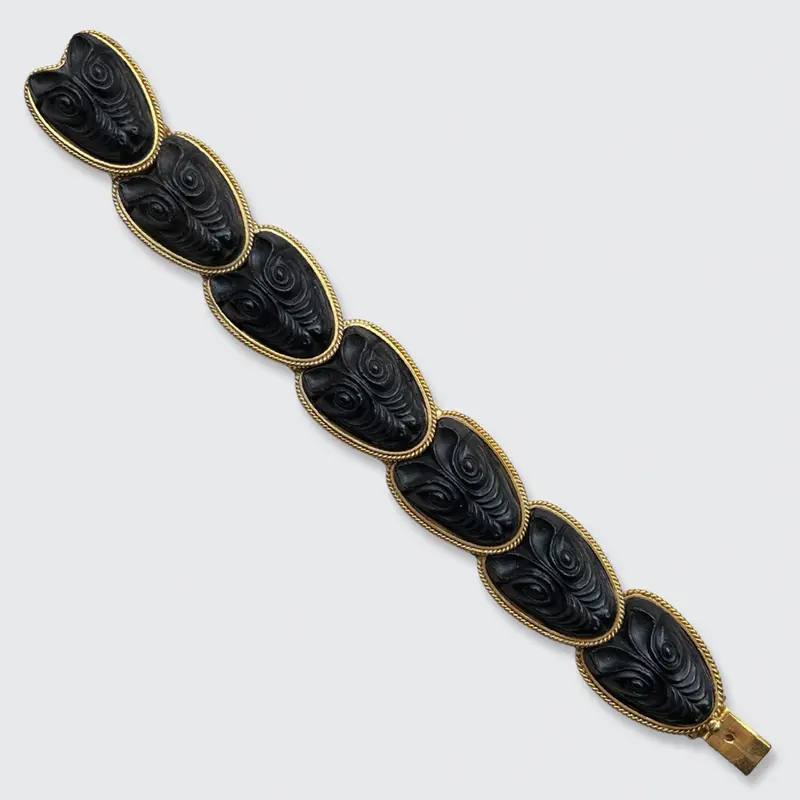 Victorian Bog Oak Fox Link Bracelet