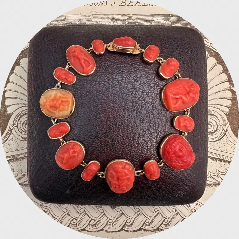 Victorian Coral Cameo Bracelet