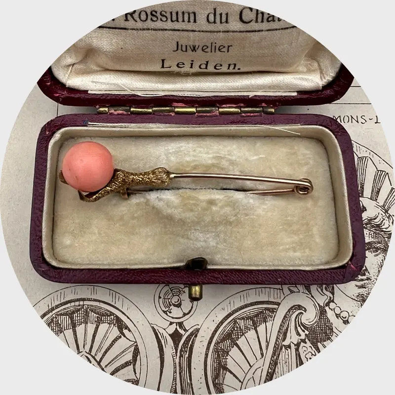 Victorian Coral Eagle Claw Brooch