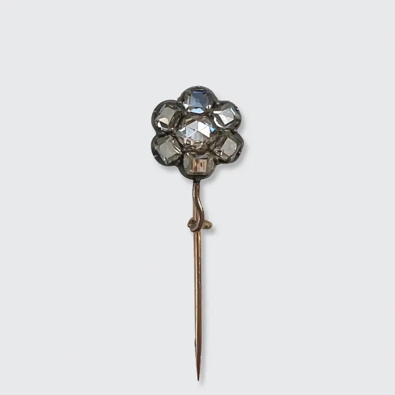 Victorian Diamond Flower Lace Pin