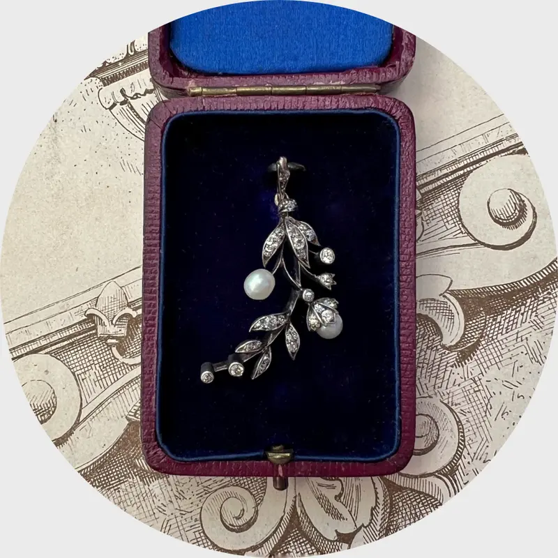 Victorian Diamond & Pearl Branch Pendant