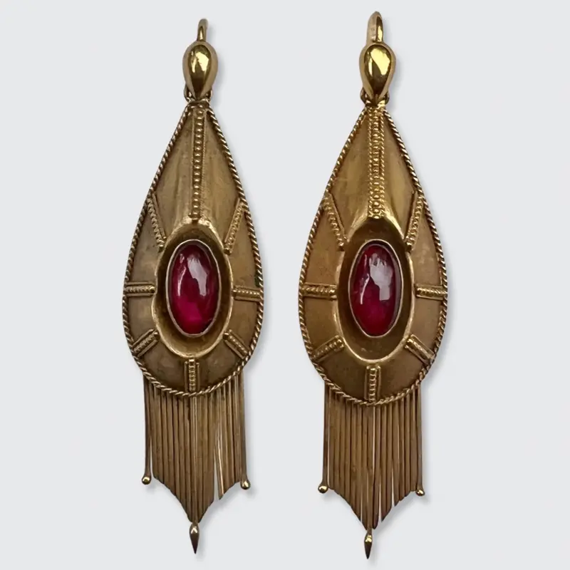 Victorian Etruscan Revival Drop Earrings