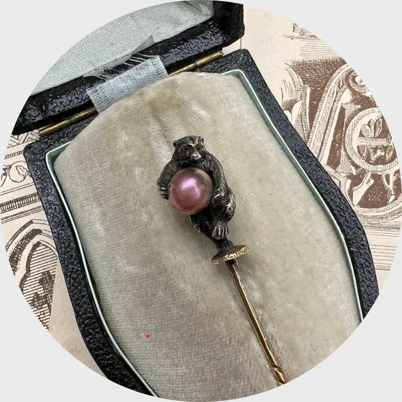 Victorian Gold and Silver Bear Stickpin