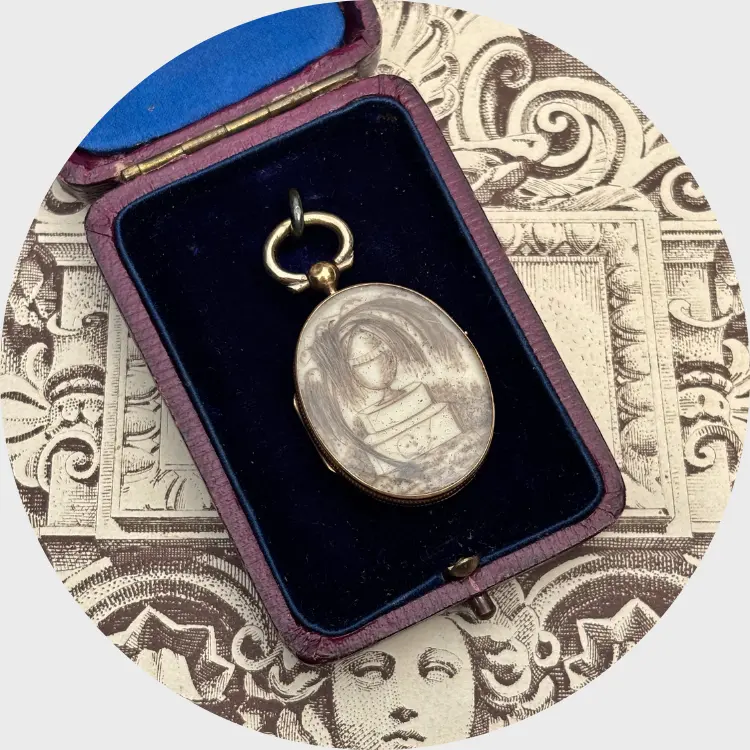 Victorian Hairwork Mourning Pendant