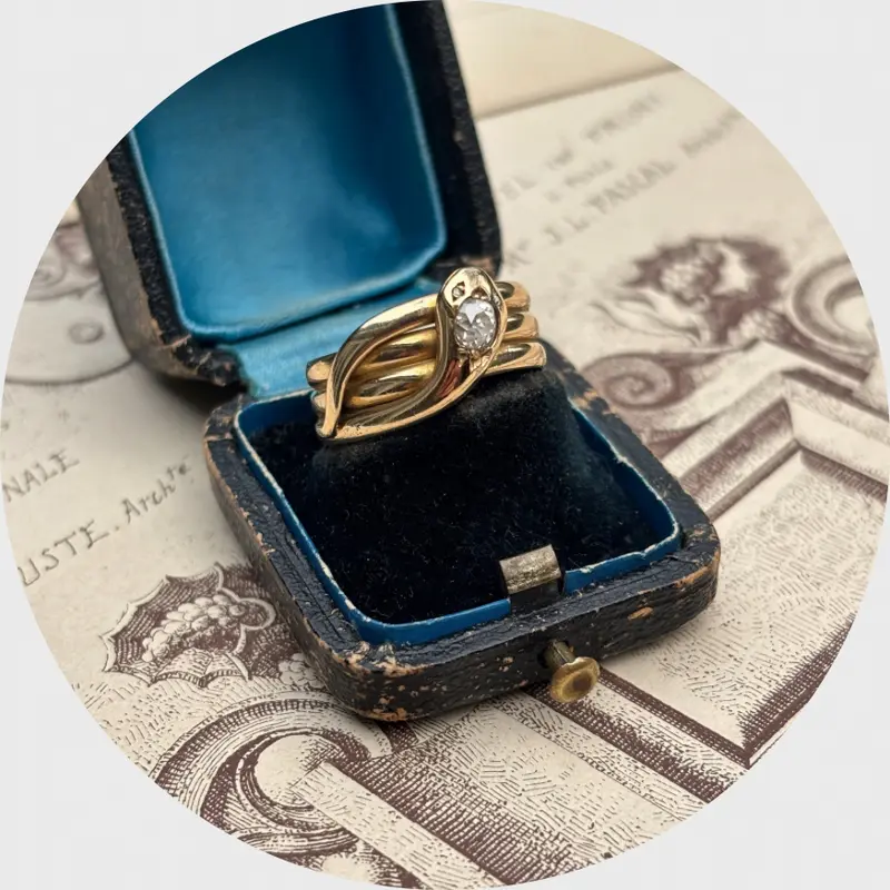 Victorian Old Mine-Cut Diamond Snake Ring by Frank Hyams