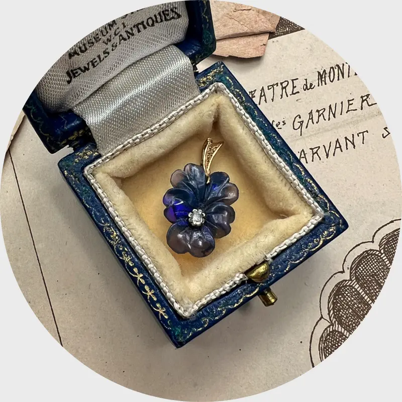 Victorian Opal & Diamond Pansy Pendant