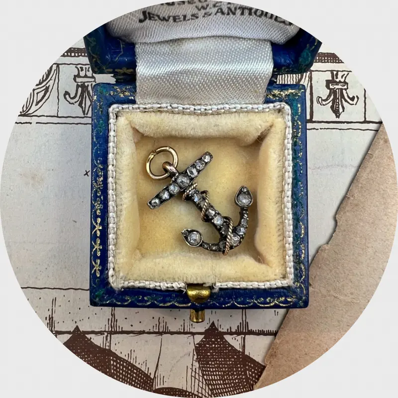 Victorian Rose-Cut Diamond Anchor Pendant