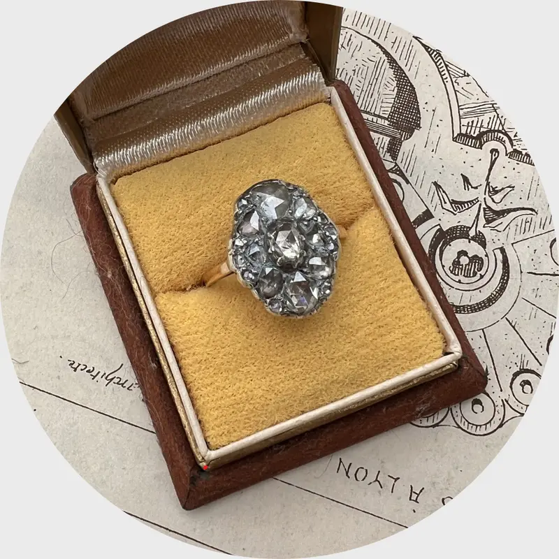 Victorian Rose-Cut Diamond Cluster Ring