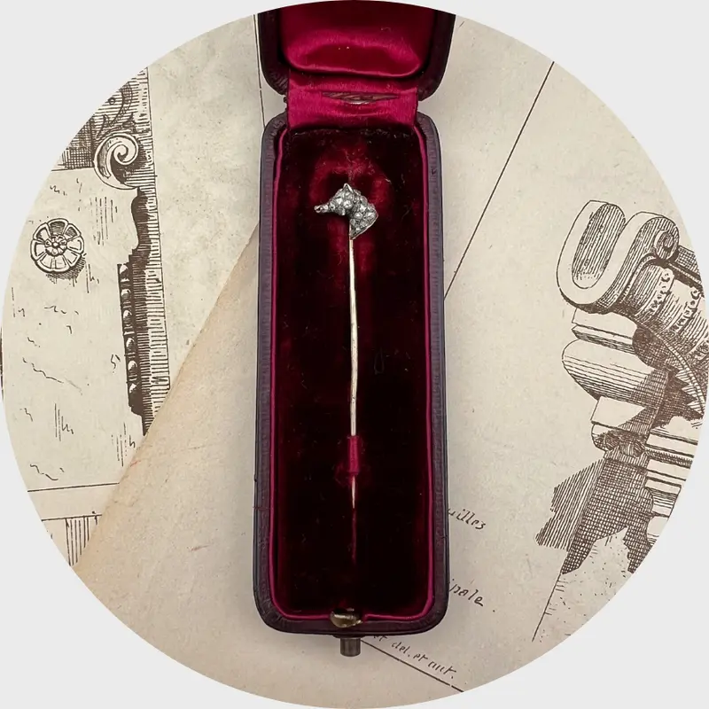 Victorian Rose-Cut Diamond Dog Stickpin
