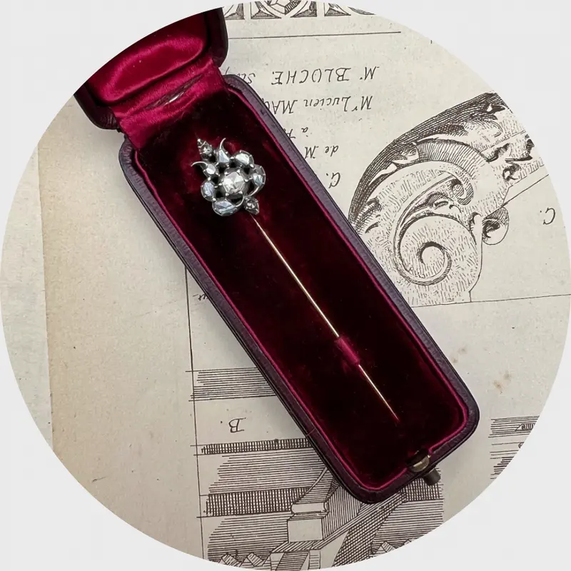 Victorian Rose-Cut Diamond Stick Pin