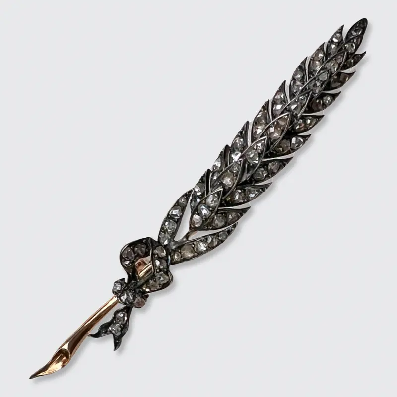 Victorian Rose-Cut Diamond Wheat Ear Brooch