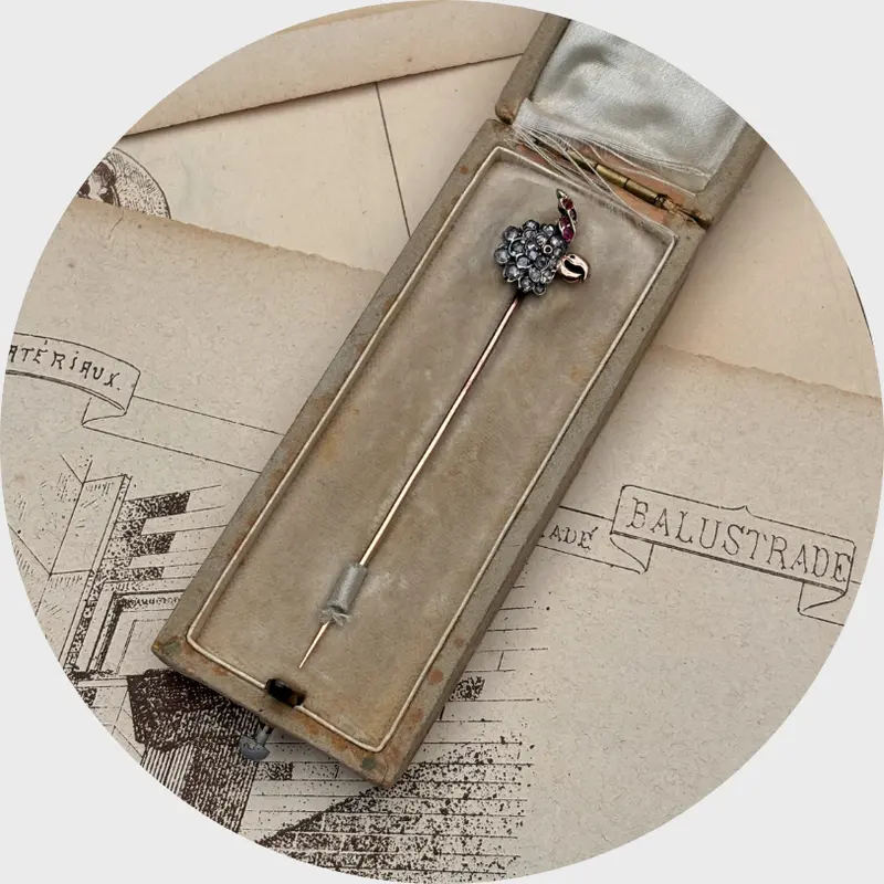 Victorian Ruby & Diamond Cockatoo Stickpin