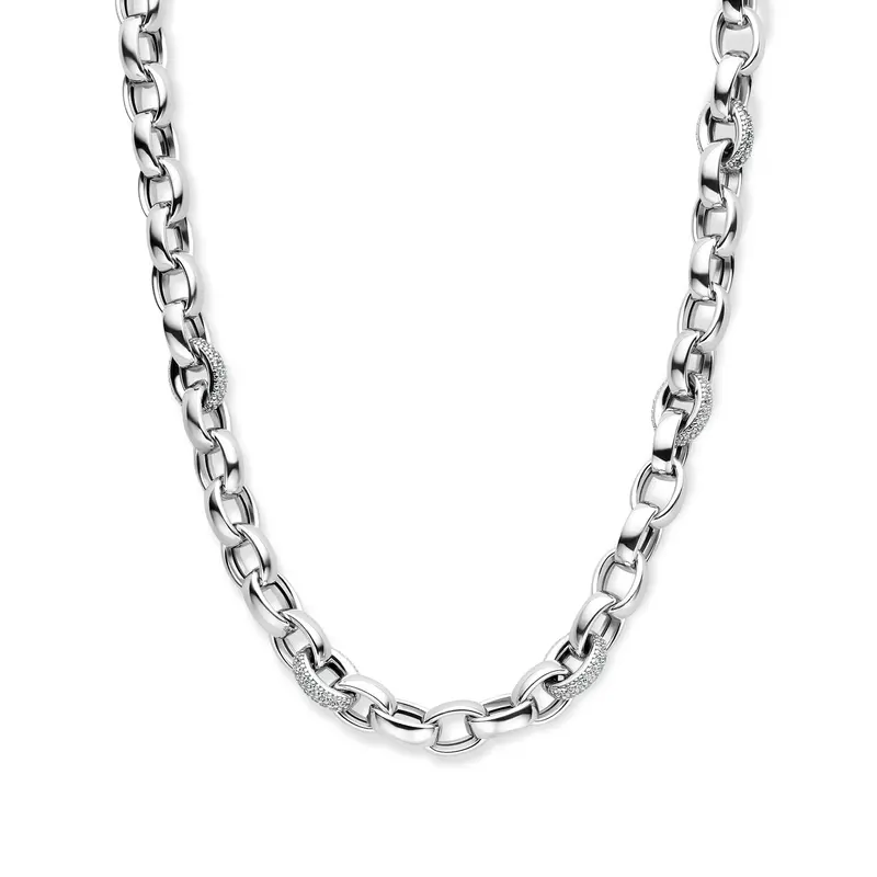 'Viera' 925 gerhodineerd zilver jasseron ketting